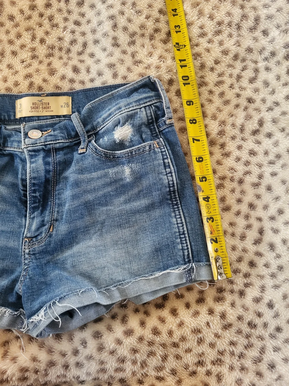 Hollister Light-Mid Blue Distressed Denim Shorts